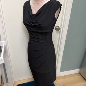 Ralph Lauren classic Black fitted minimalist bodyon Midi Dress 6